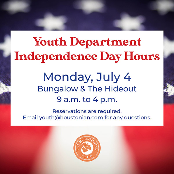 Youth Department Independence Day Hours