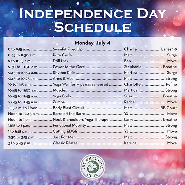 Independence Day Schedule